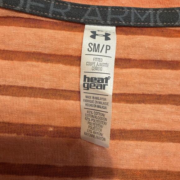 Under Armour Fitted Shirt S Semi-Sheer Stripe Charged Cotton Heatgear Retro Y2K - Picture 6 of 9